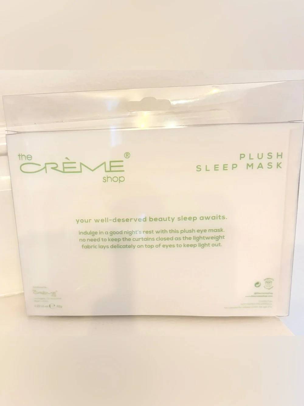 The Crème Shop Peaceful Panda Plush Sleep Mask - White & Black with Pink Cheeks
